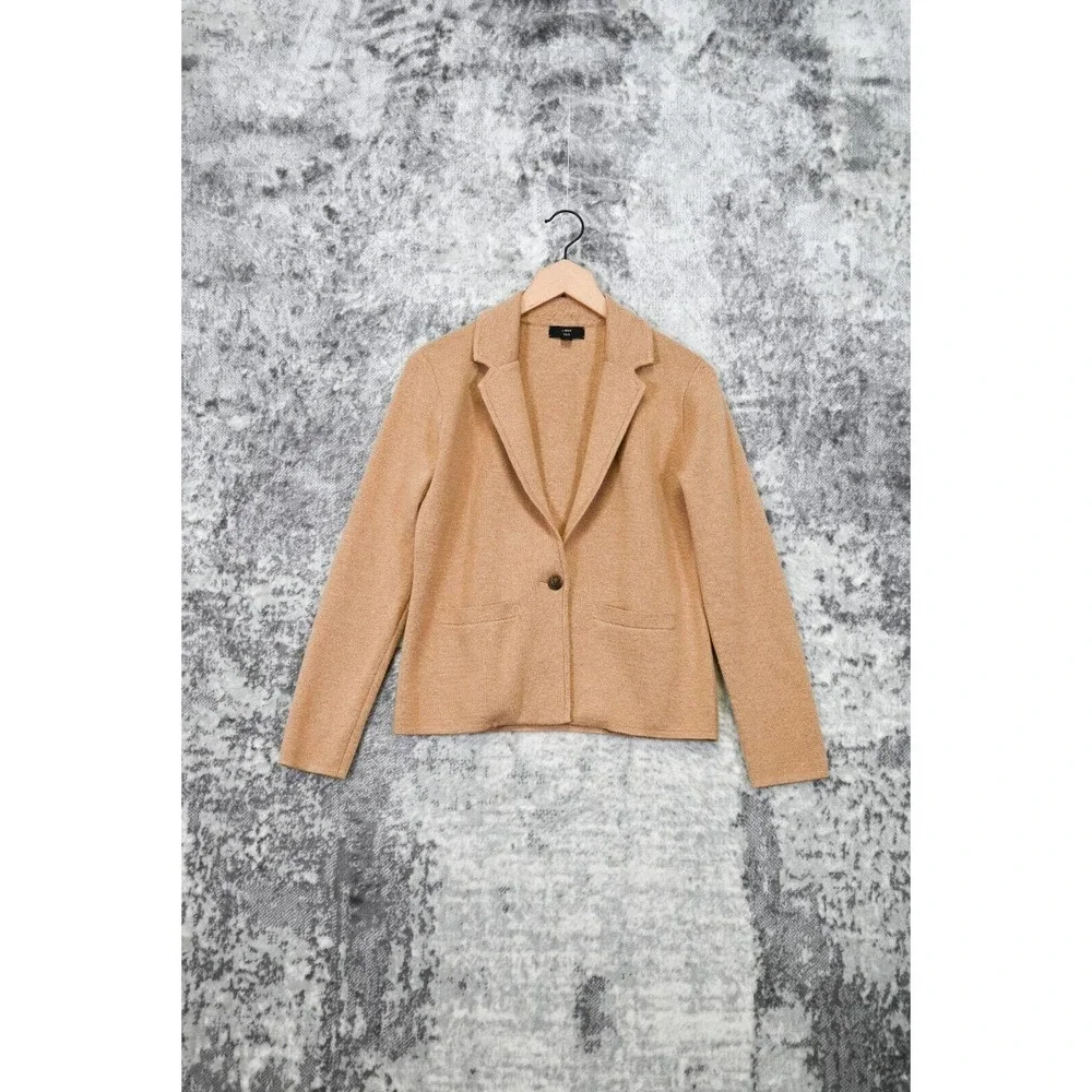 J Crew 365 Cropped Single Button Sweater Blazer Jacket Camel Brown
